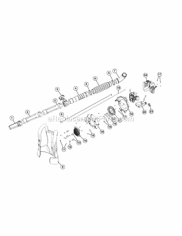 General Assembly Diagram and Parts List for BP226 41AR2BPG950 Cub Cadet Leaf Blower / Vacuum